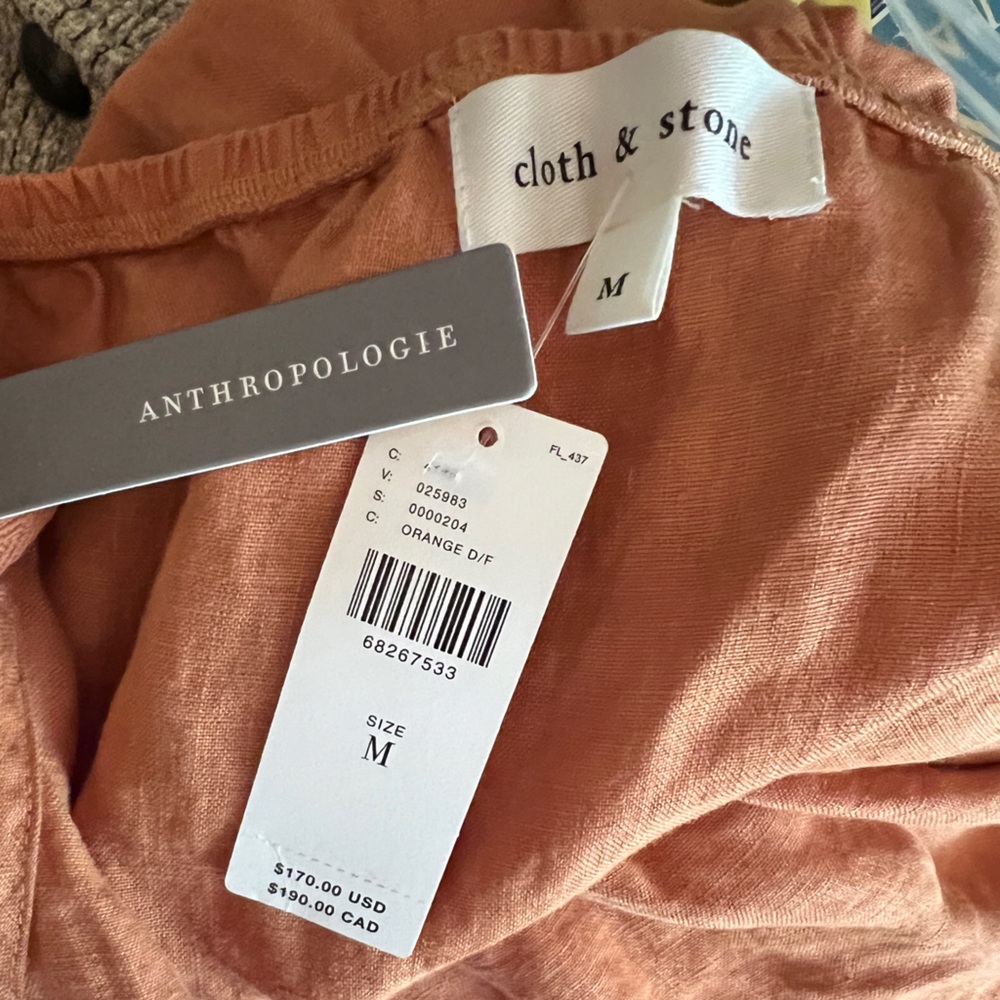 100% linen dress from Anthropologie. Has pockets too- cute orange/beige …